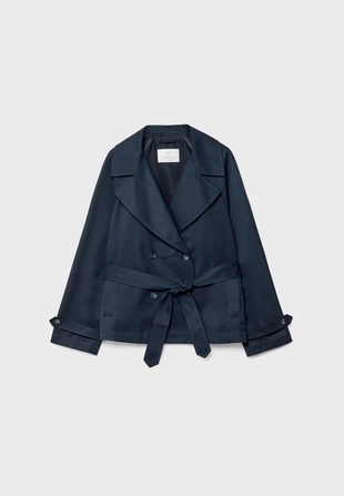 Короткий струящийся тренч с поясом- Заказать в России