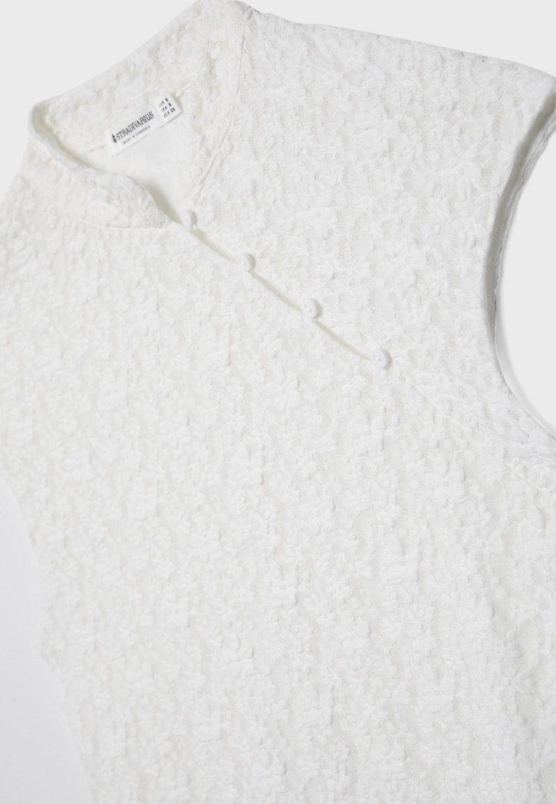 Футболка в стиле ципао с кружевом