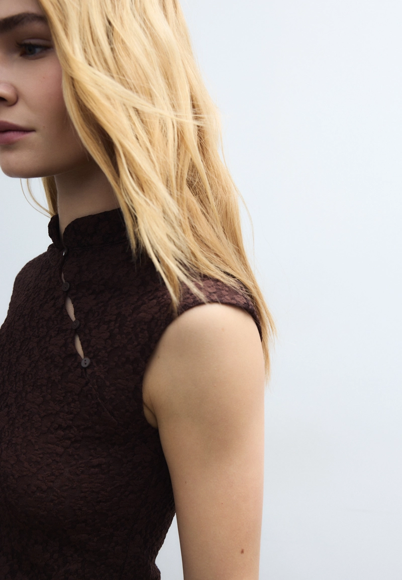 Футболка в стиле ципао с кружевом