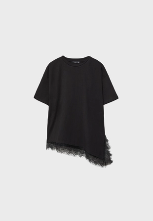 Футболка с короткими рукавами и кружевной отделкой по низу- Заказать в России