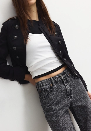 Прямые джинсы с леопардовым принтом- Заказать в России