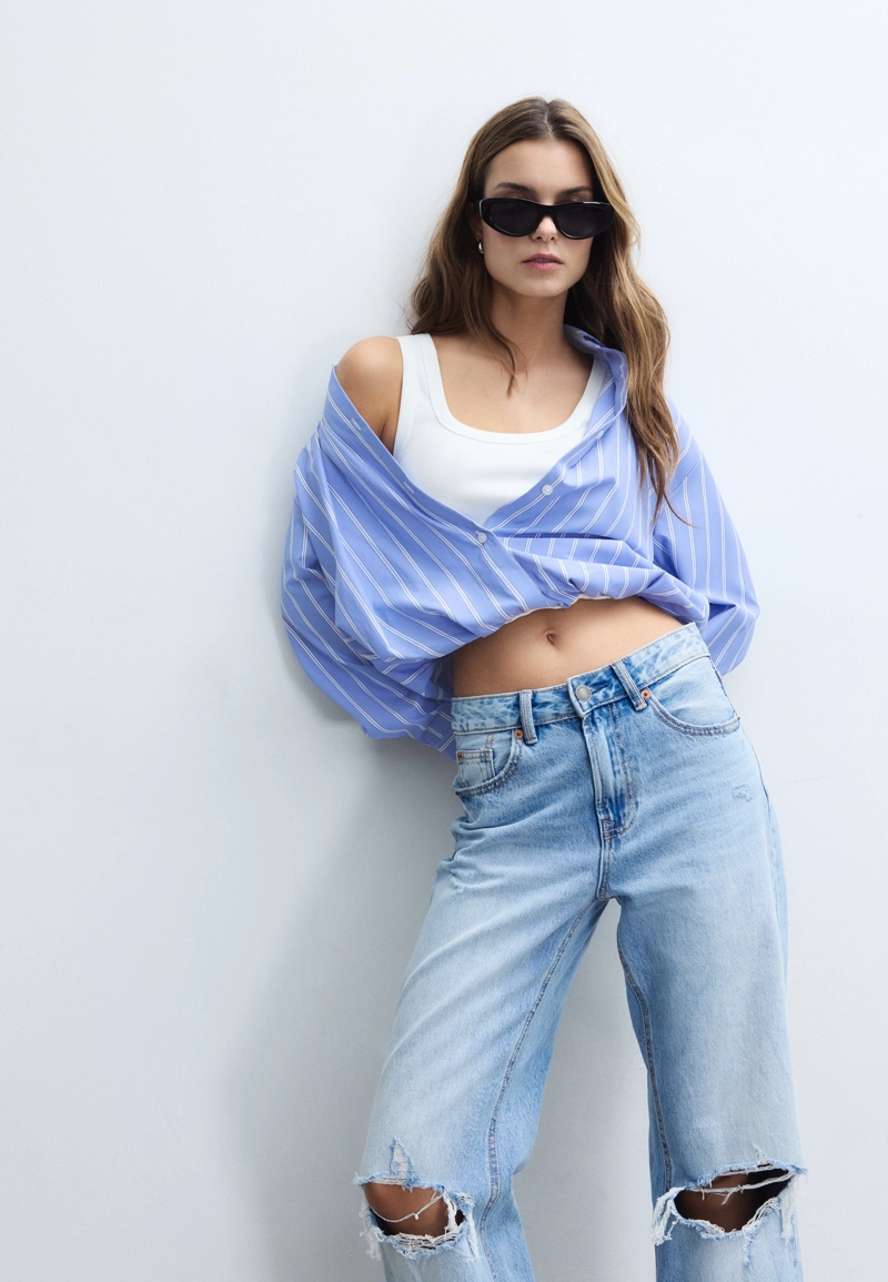 Рубашка-рубашка из двух материалов Globo