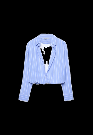 Рубашка-рубашка из двух материалов GLOBO- Заказать в России