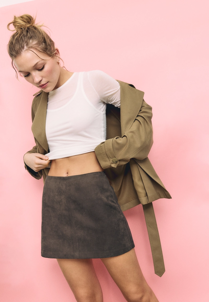 Мини-юбка-шорты из искусственной замши