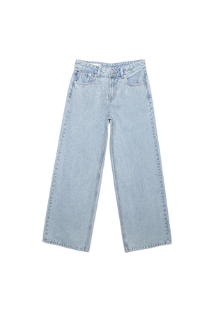 Джинсы свободного кроя с низкой посадкой и блестящей отделкой- Заказать в России