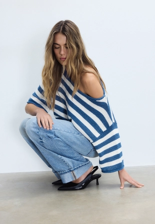 Трикотажный свитер с вырезом-лодочкой- Заказать в России