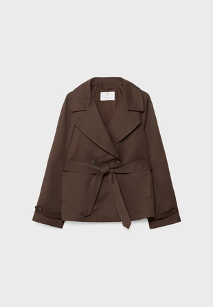 Короткий струящийся тренч с поясом- Заказать в России