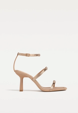 HEELED SANDALS WITH RHINESTONES- Заказать в России