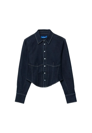 Джинсовая рубашка-корсет- Заказать в России