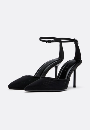 Туфли на каблуке из плотной сетки- Заказать в России