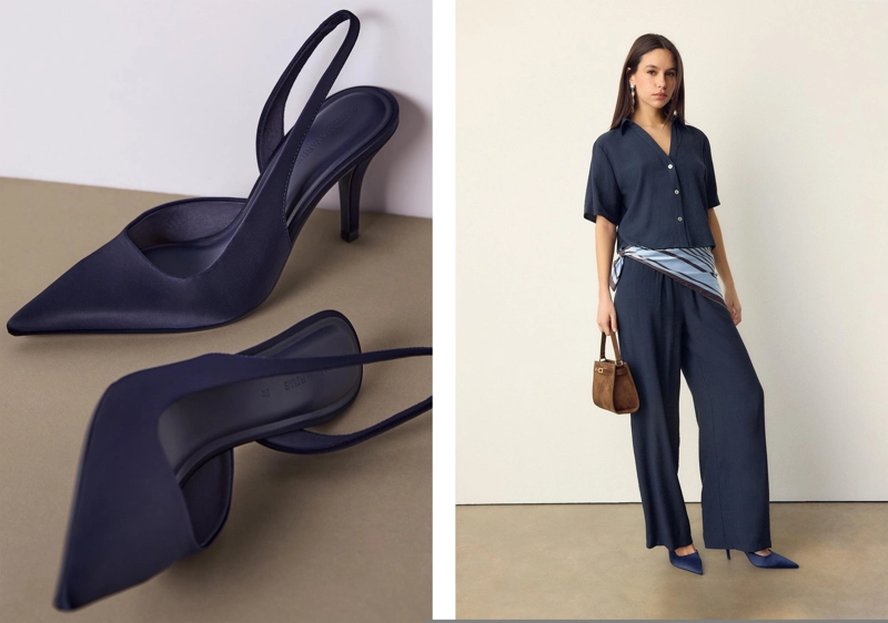 Туфли на каблуке с атласным эффектом