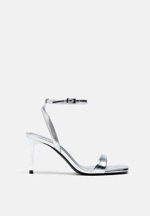 METALLIC EFFECT HEELED SANDALS- Заказать в России