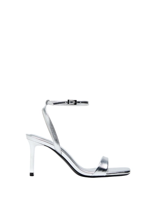 METALLIC EFFECT HEELED SANDALS- Заказать в России