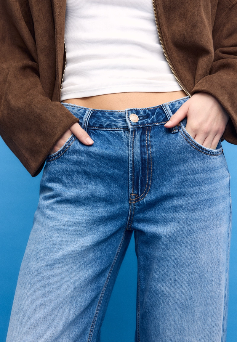 Джинсы D91 с низкой посадкой и широкими штанинами