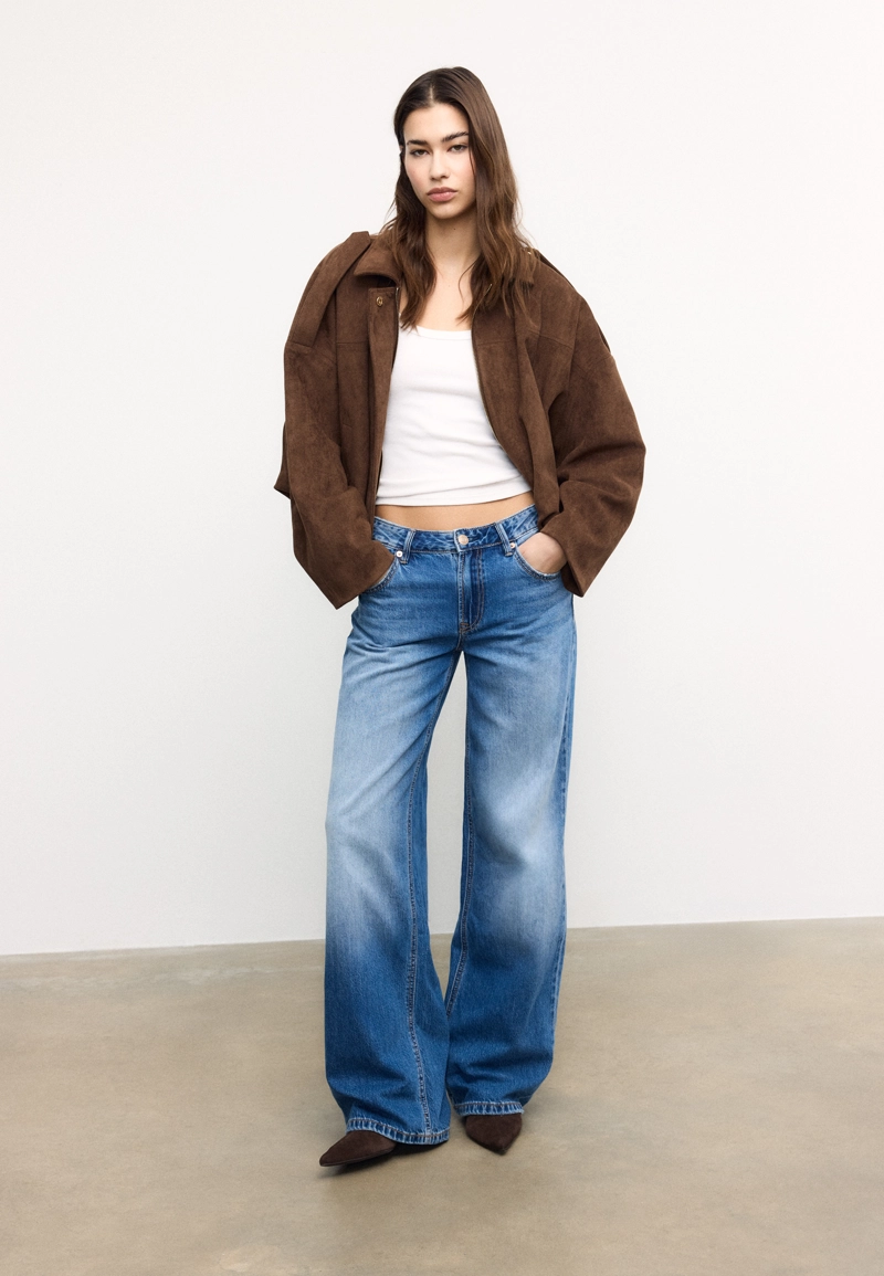 Джинсы D91 с низкой посадкой и широкими штанинами