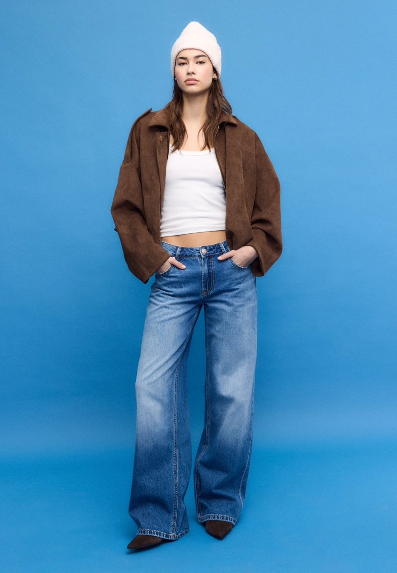 Джинсы D91 с низкой посадкой и широкими штанинами