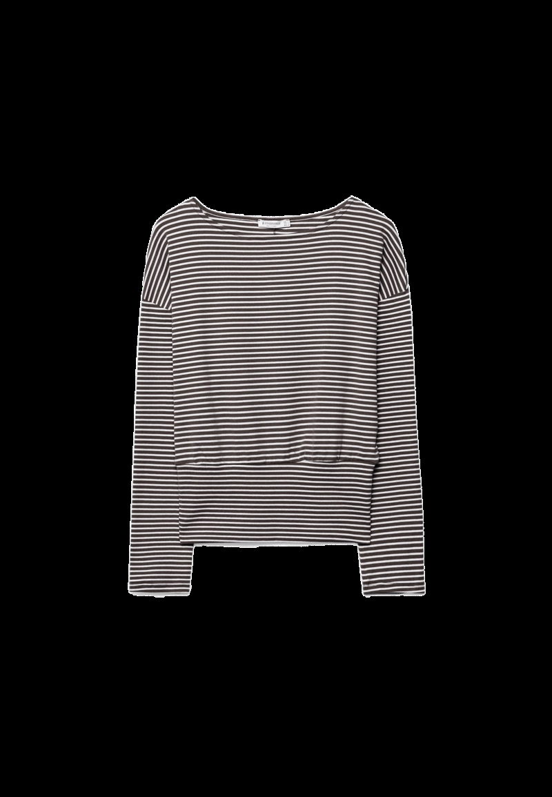 Лонгслив в полоску с вырезом-лодочкой и поясом