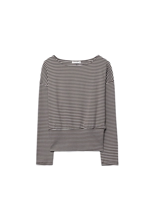 Лонгслив в полоску с вырезом-лодочкой и поясом- Заказать в России