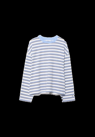 Полосатая футболка оверсайз с длинными рукавами- Заказать в России