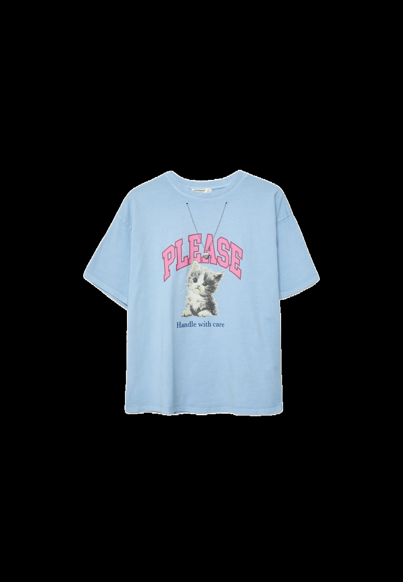 Футболка с графическим принтом и аппликацией, короткие рукава