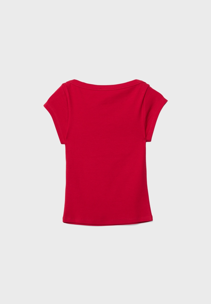 Футболка с вырезом-лодочкой и надписью