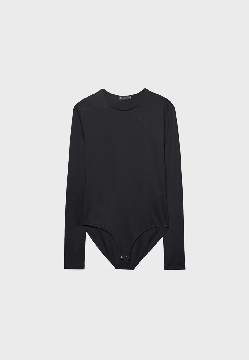 Боди из полиамида с длинными рукавами