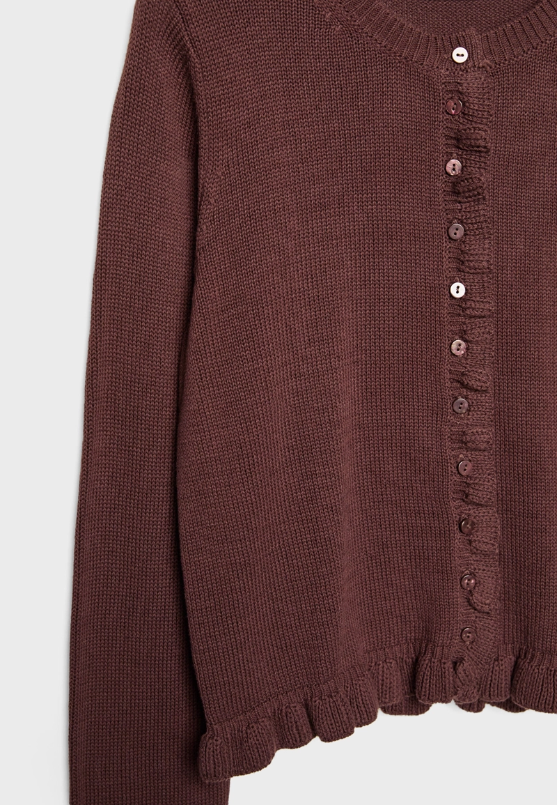 Трикотажный кардиган с пуговицами и оборками