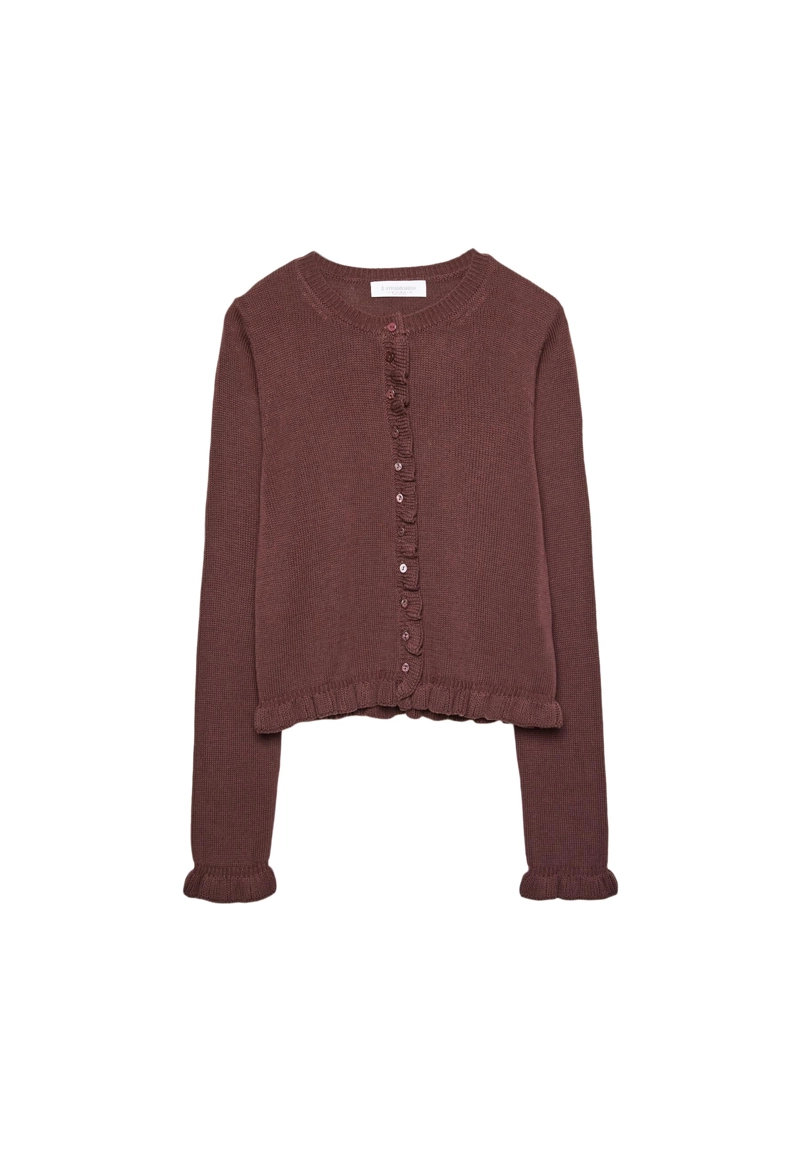 Трикотажный кардиган с пуговицами и оборками