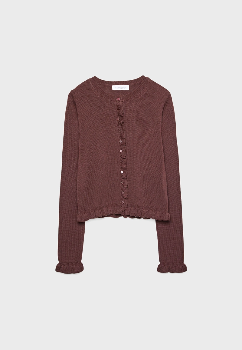 Трикотажный кардиган с пуговицами и оборками