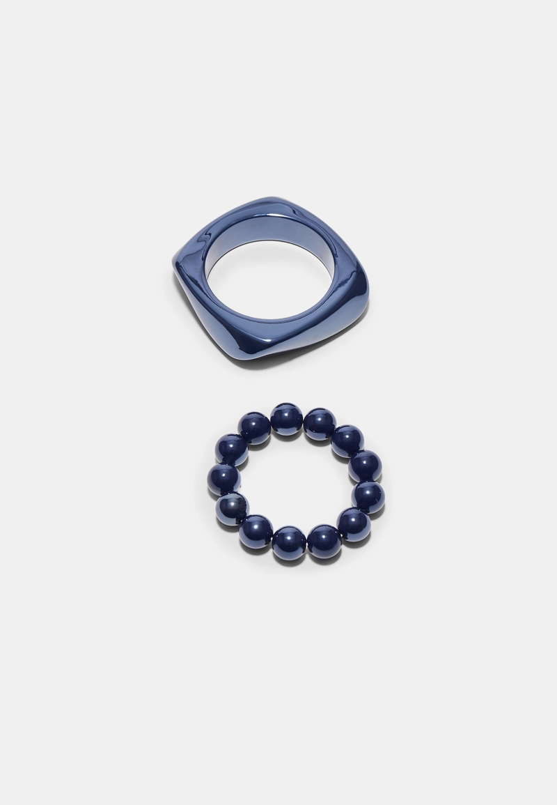 Набор из 2 браслетов: с бусинами и жесткий