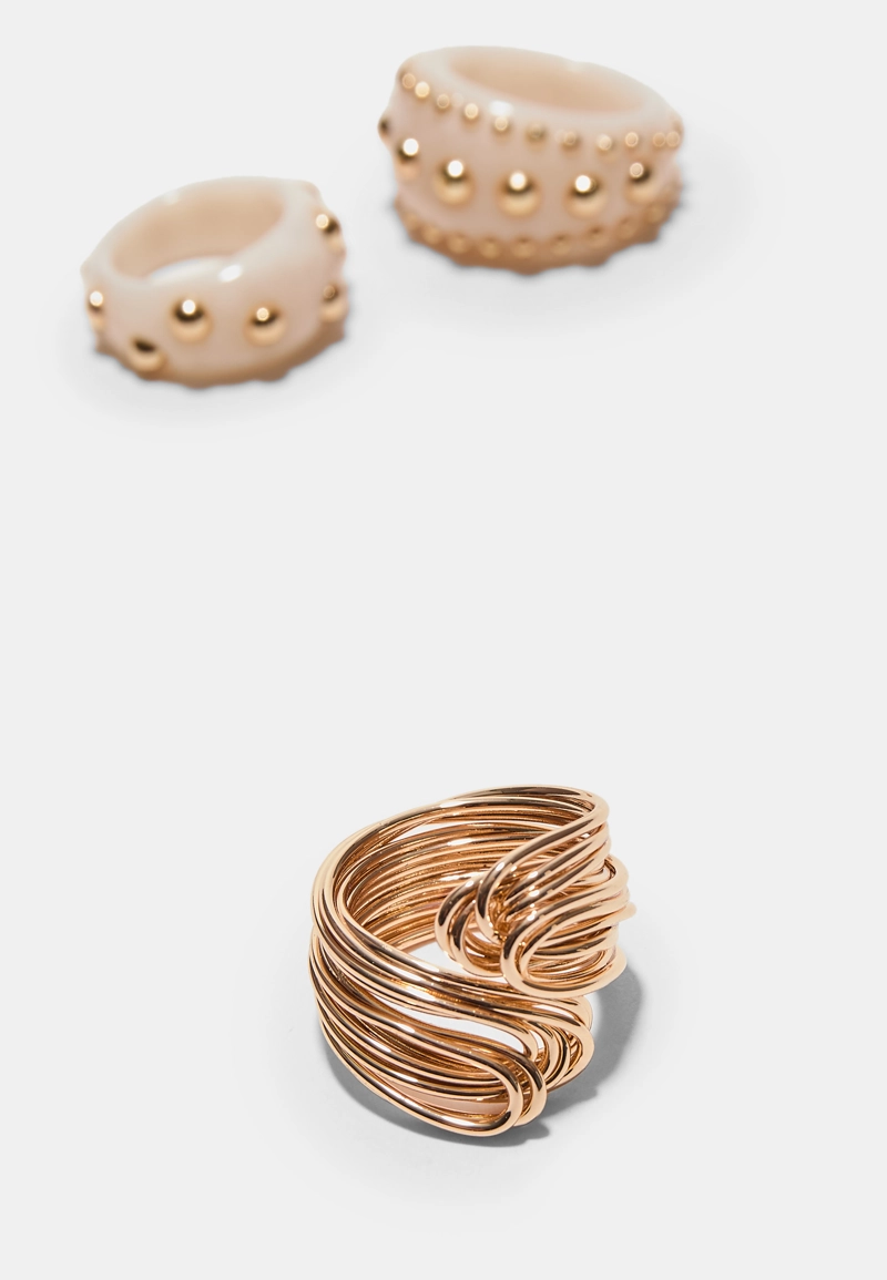 Набор из 3 колец с заклепками