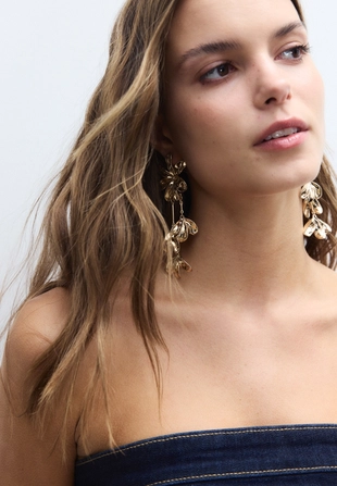 Длинные серьги с цветком- Заказать в России