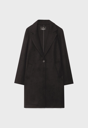 Пальто миди на пуговице из мягкой ткани- Заказать в России