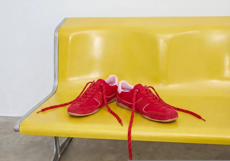 Тапочки на тонкой подошве с кожаными деталями