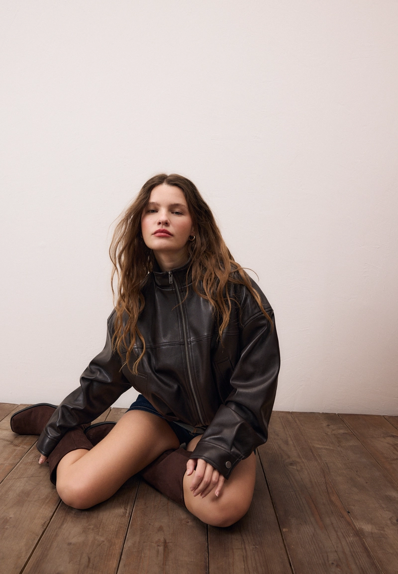 Куртка-баллон с поясом из искусственной кожи