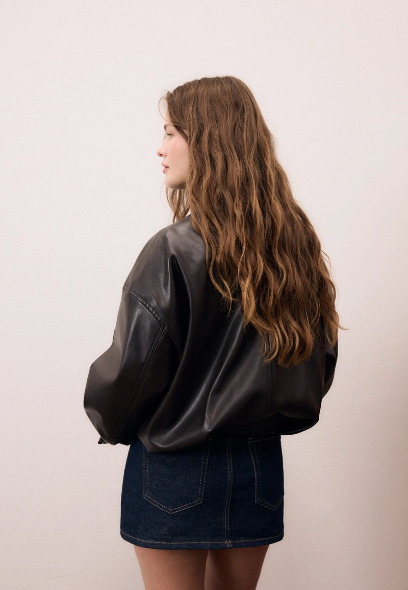 Куртка-баллон с поясом из искусственной кожи