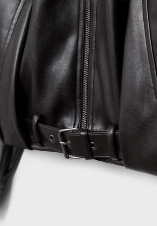 Куртка-баллон с поясом из искусственной кожи- Заказать в России