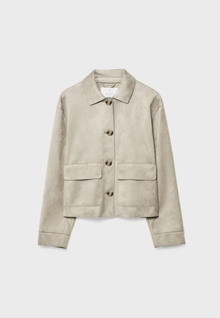 Куртка с карманами из искусственной замши- Заказать в России