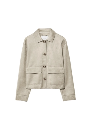 Куртка с карманами из искусственной замши- Заказать в России