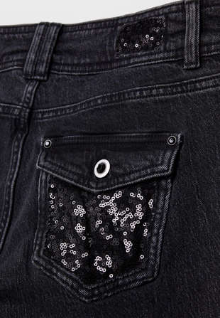 Джинсы с низкой посадкой с пайетками- Заказать в России