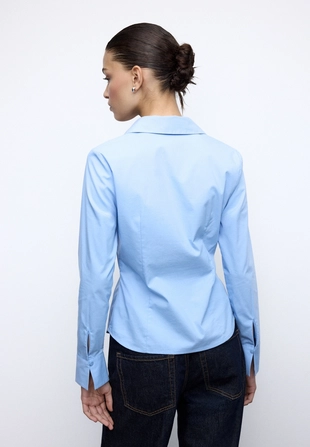 Приталенная базовая рубашка- Заказать в России