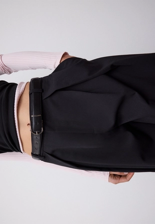 Брюки с макси-защипами и поясом- Заказать в России