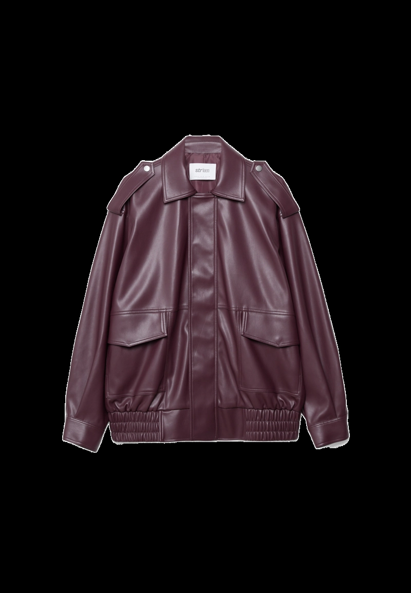 Объемная байкерская куртка из искусственной кожи