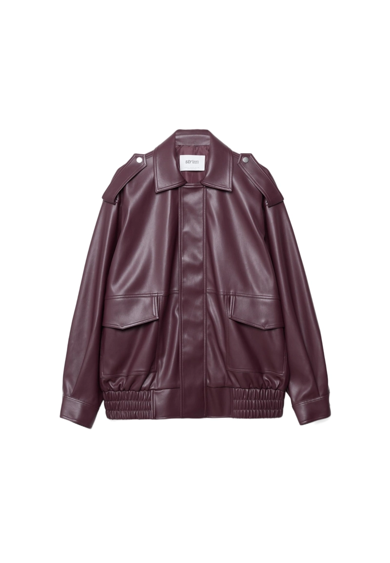 Объемная байкерская куртка из искусственной кожи