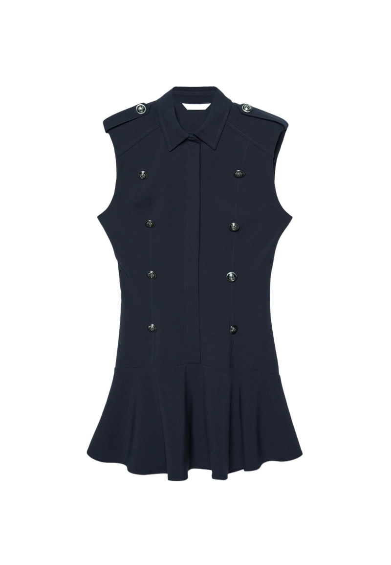 Короткое платье без рукавов с пуговицами
