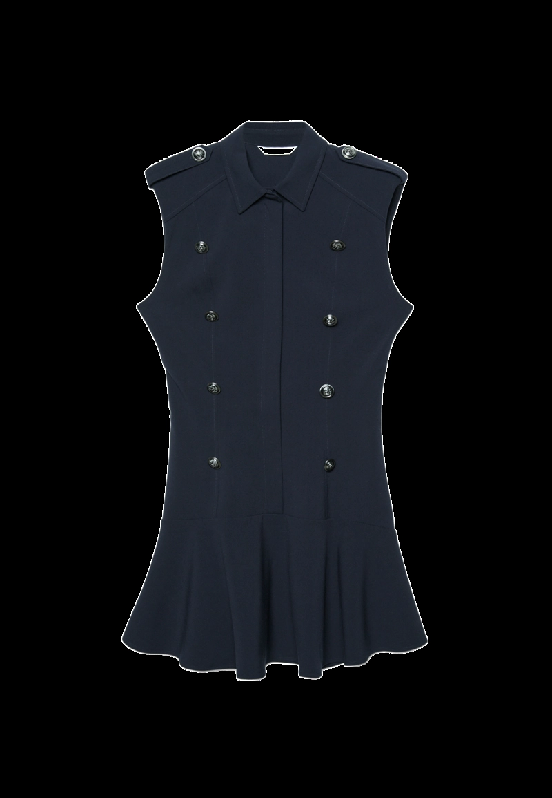 Короткое платье без рукавов с пуговицами