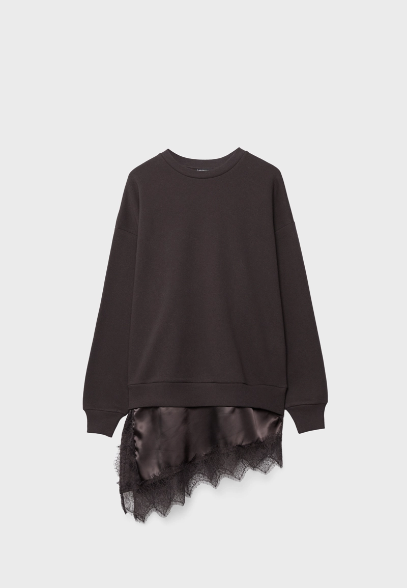 Толстовка с сатиновым подолом