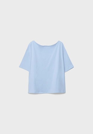 Футболка с вырезом-лодочкой и принтом- Заказать в России