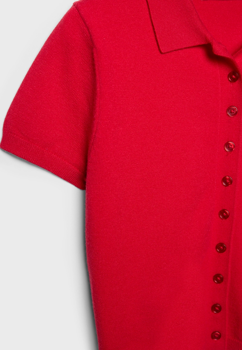 Трикотажный свитер с воротником поло и короткими рукавами