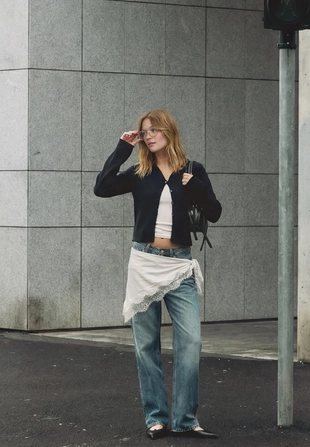 Кардиган с воротником-стойкой- Заказать в России